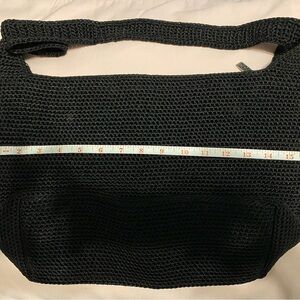 LIKE-NEW The Sak Black Woven Shoulder Bag with Textured Knit